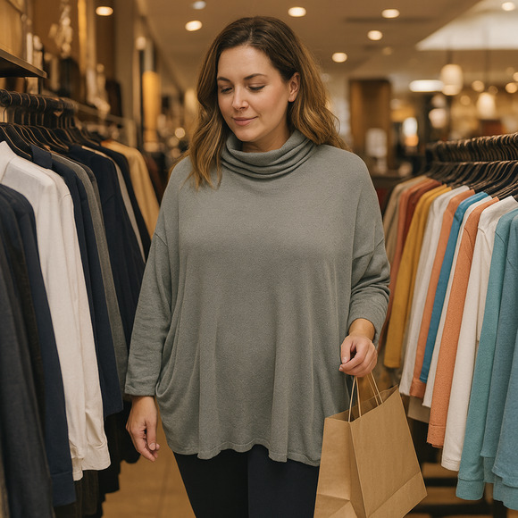 World Market Sweaters - NWT World Market Thermal Pullover Free Size Kimono Sleeve Turtleneck Cotton Nubb